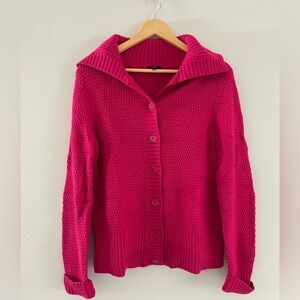 Talbots Fuchsia Knit Button-Up Cardigan Sweater